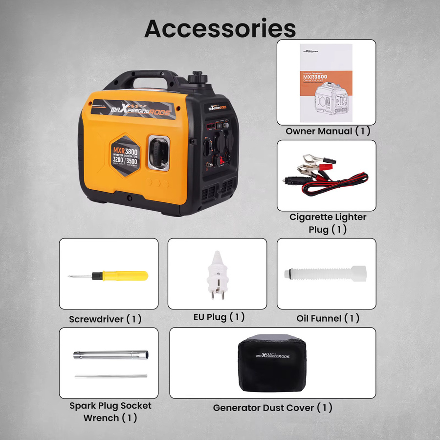 Maxpeedingrods Tragbarer Stromgenerator 3000W in Orange für Camping und Wohnmobile - Bild 2