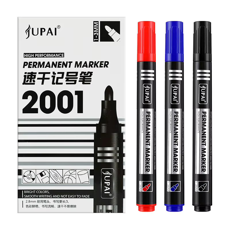 Genkky Permanent Marker Set mit feiner Spitze, wasserfeste Tinte, 1,5 mm Strichstärke, Farben: Schwarz, Blau, Rot - Bild 3
