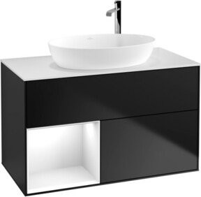 V&B Waschtischunterschrank Finion 100 Wandbeleuchtung in Weiß oder Schwarz lackiert B/T/H: 100 x 50,1 x 50,1 cm - Bild 1