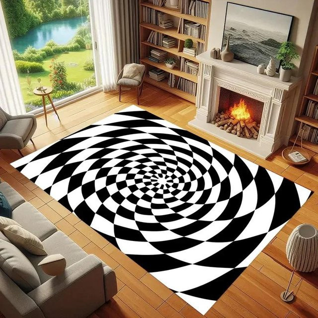 3D-Illusions-Teppich Lodestar mit Tiefes-Loch-Design in Schwarz, B/T: 80 x 50 cm - Bild 1