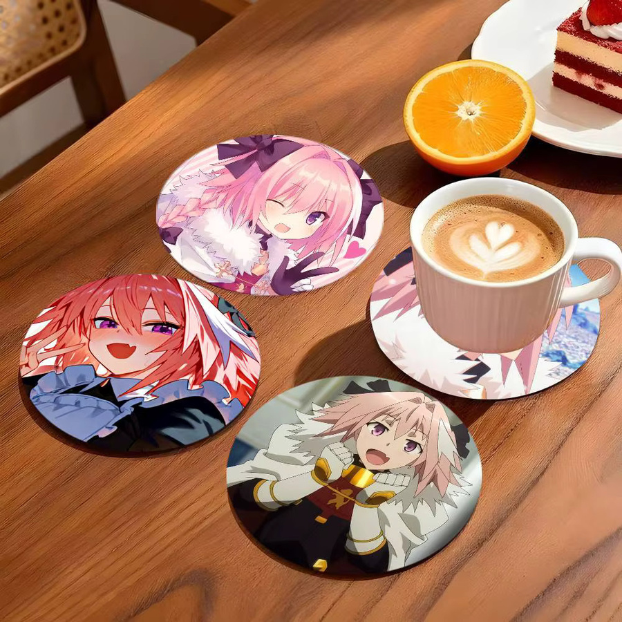 Fate Grand Order Astolfo Untersetzer aus Holz, rund, Durchmesser: 10 cm, Multicolour - Bild 2