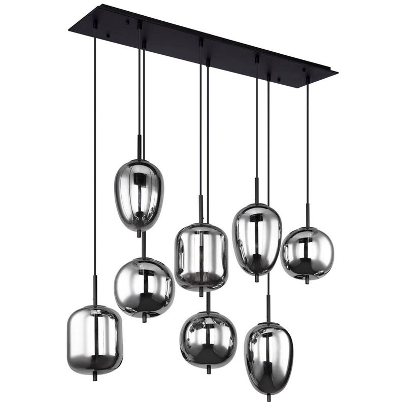 Globo Lighting Pendelleuchte Blacky in Schwarz mit Rauchglas, B/H/T: 34 x 120 x 94 cm, E14, 8 Fassungen - Bild 5
