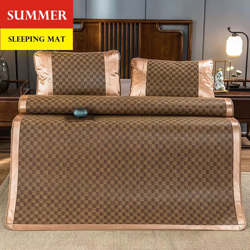 WASART Sommer-Bambus-Rattan-Matte für Erwachsene und Kinder, kühle Schlafmatte in Braun, B/T: 80 x 195 cm, 2er-Set - Bild 4