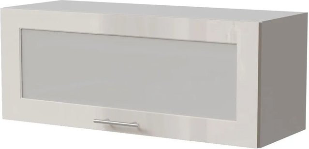 Feldmann-Wohnen Klapphängeschrank Brerra W4BS/90 WKF in Weiß Creme Hochglanz mit Glastüren und Soft-Close, B/T/H: 90 x 32,5 x 36 cm - Bild 1