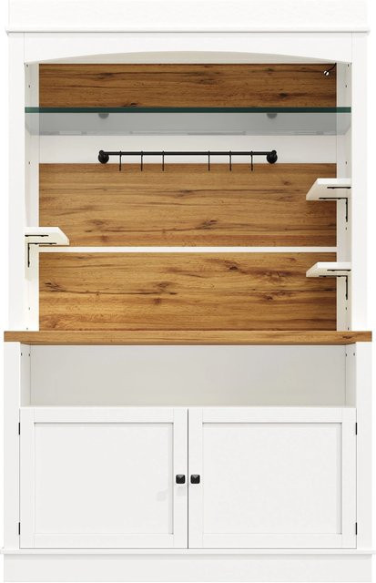 Merax Buffetschrank Weiß mit LED-Beleuchtung, Glasregal und Hakenleiste, H x B x T: 184 x 107 x 34 cm - Bild 1
