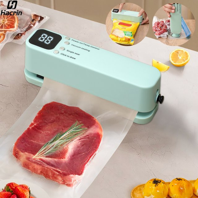 Tragbares Mini-Vakuumiergerät von raugee in Grün mit USB-Ladefunktion zur Lebensmittel-Vakuumverpackung und Versiegelung - Bild 1