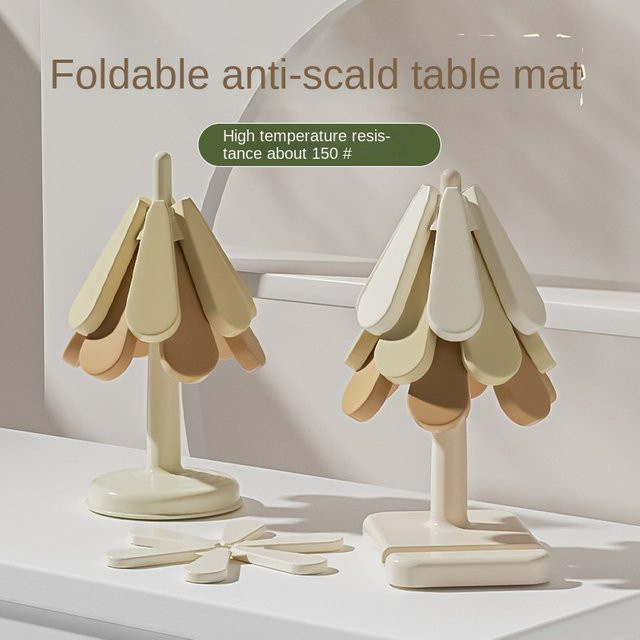 Hitzebeständiges Silikon Untersetzer-Set, faltbare und rutschfeste Topfmatte mit Stern-Design - Bild 1