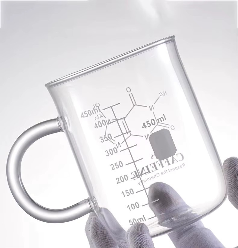 YWDL Messbecher aus Borosilikatglas mit Griff und Skala, transparent, 450 ml - Bild 3