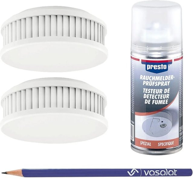 Vasalat Pyrexx PX-1 Rauchmelder Set in Weiß mit 12 Jahre Batterie, Magnethalterung und Prüfspray, 2er Set - Bild 1