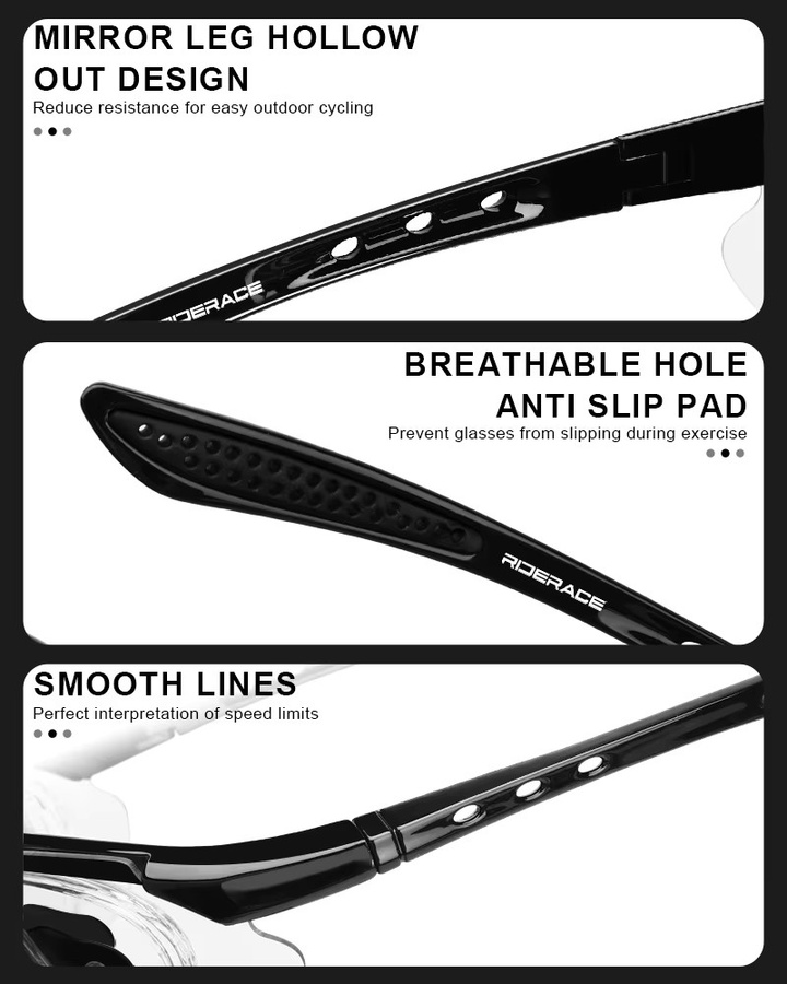 RIDERACE Sportsonnenbrille, semi_rimless, wrap, black, plastic - Bild 4