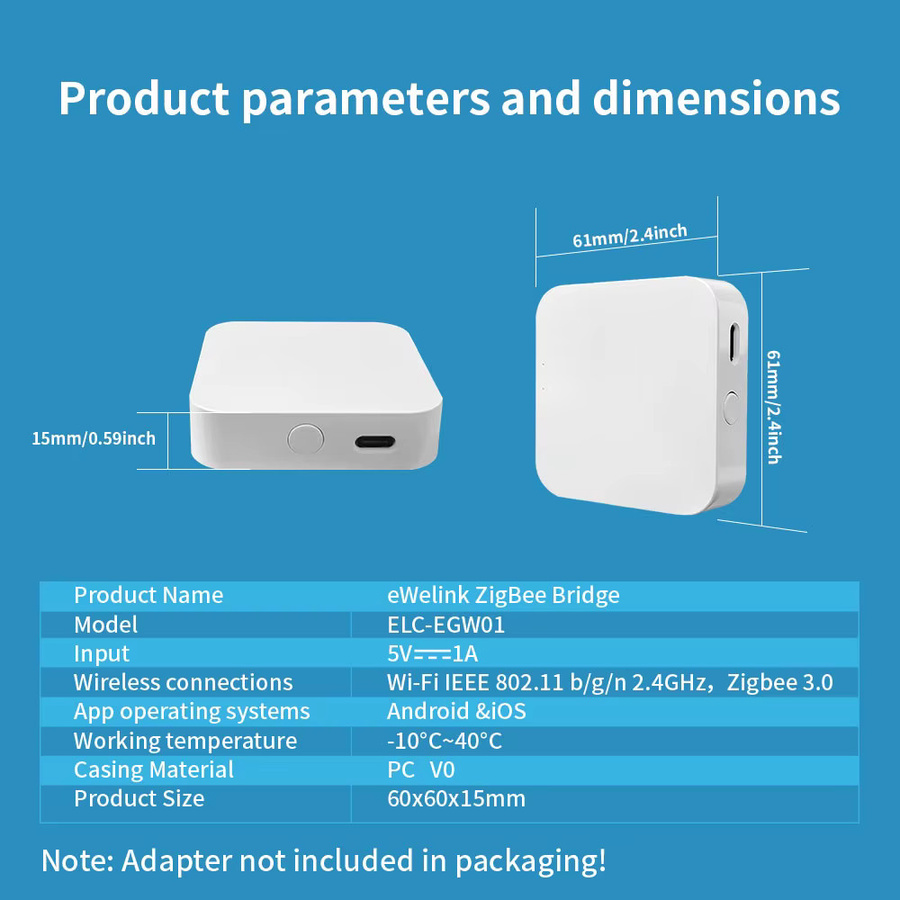 Elivco eWelink Zigbee 3.0 Gateway Hub Smart Home Wireless Bridge in Weiß zur Fernsteuerung und Automatisierung, kompatibel mit Alexa und Google Home - Bild 2