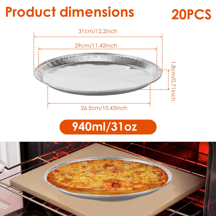 20 Stück Willstar runde Aluminium Pizzapfannen mit Löchern, antihaftbeschichtet, Silber, Durchmesser: 25,4 cm - Bild 5