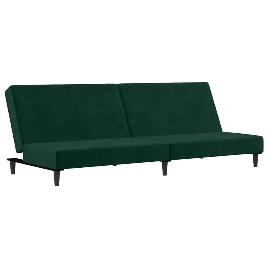 vidaXL Schlafsofa 2-Sitzer Click-Clack aus Samt in Dunkelgrün mit Massivholzrahmen - Bild 2