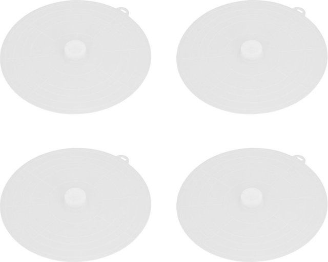 4er-Set Wiederverwendbare Silikondeckel in Weiß, Hitzebeständige und Luftdichte Silikonabdeckung für Schüsseln und Teller, Mikrowellengeeignet und Spülmaschinenfest, Durchmesser: 23 cm - Bild 1