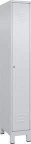 C+P Spind Classic PLUS Garderobenschrank mit 1 Abteil in Grau, H: 195 cm, B: 30 cm, T: 50 cm, mit Zylinderschloss, 4 Garderobenhaken und mittiger Trennwand - Bild 1