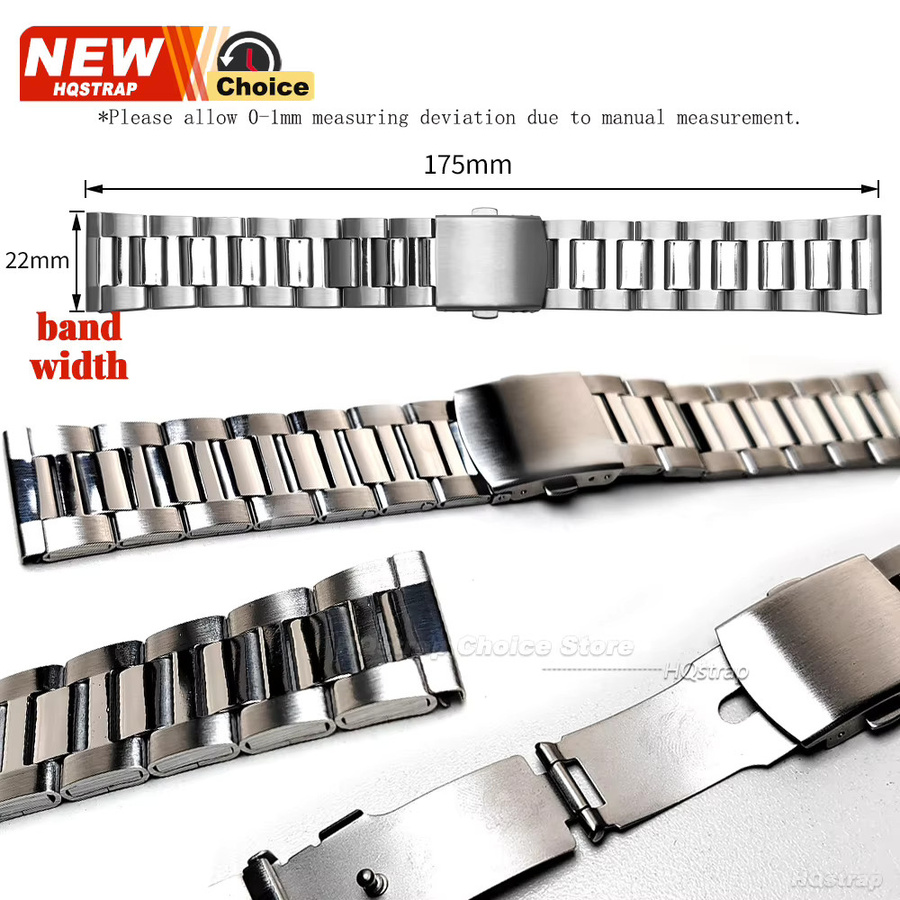 HQstrap Uhrenarmband Edelstahl, 22 mm, Silber, Unisex - Bild 3