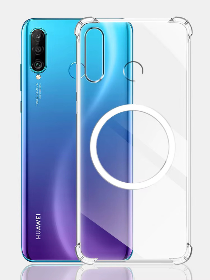 Stoßfeste Silikon-Schutzhülle für Huawei P30 Lite, P30 Pro und P40 Lite mit magnetischem Aufkleber für kabelloses Laden, transparent - Bild 5