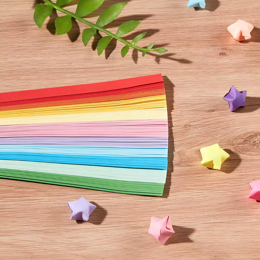 YMY Sternfaltungspapier Set mit 540 Blatt in 10 hellen Farben für DIY Glücksstern- und Bastelarbeiten - Bild 3