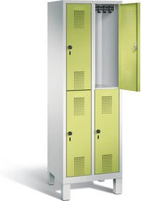 C+P Spind Evolo doppelstöckig mit Türen, Korpus Lichtgrau, Front Viridingrün, H x B x T: 185 x 61 x 50 cm - Bild 1