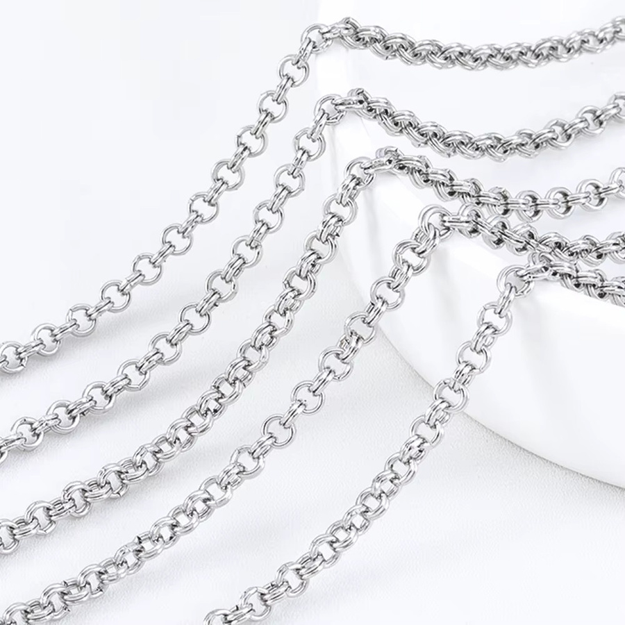 MINGXUAN Doppelringe Gliederkette Edelstahl, 1 Meter, Unisex - Bild 2