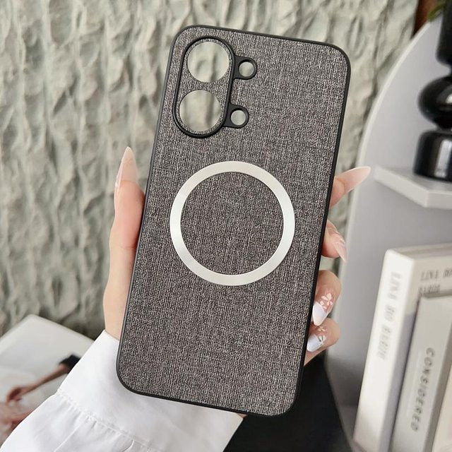 ELVEV Magnetische Handyhülle mit Textilgewebe-Muster für Xiaomi Redmi Turbo 5 und Redmi Turbo 5 Max aus TPU und PC - Bild 1