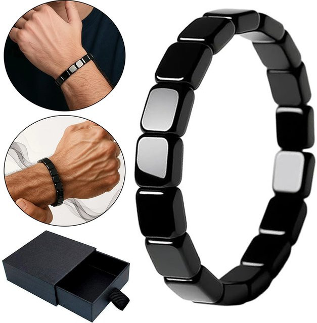 luxfacigoo Armband, Hämatit, Schwarz, Herren - Bild 1