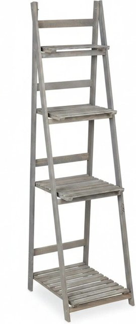 Klappbare Blumentreppe aus Tannenholz von Relaxdays in Grau, H x B x T: 160 x 41 x 50 cm - Bild 1