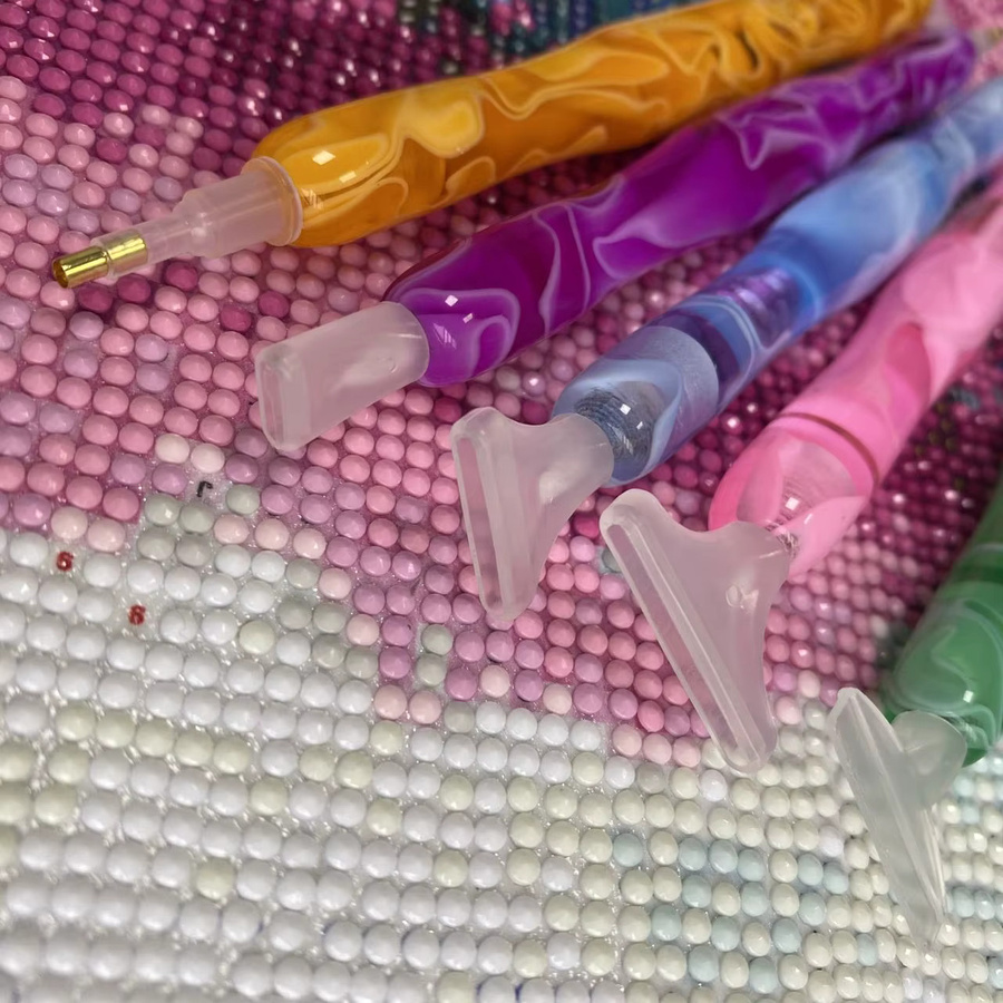Diamant-Malerei-Stift-Set aus Kunstharz in Blau und Multicolour mit 5 Spitzen für deine Diamant-Kunstwerkzeuge - Bild 2
