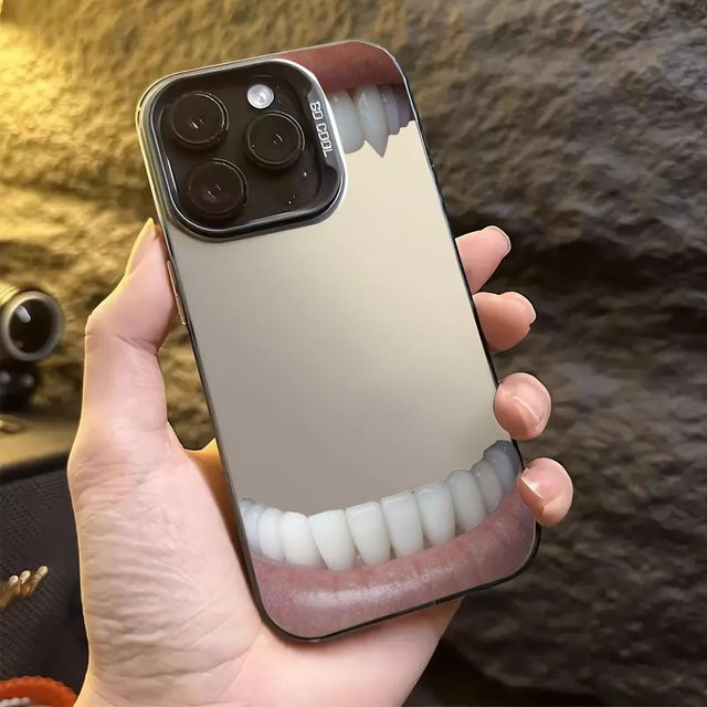 Sturzsichere iPhone Handyhülle mit kreativem Mund-Design in Schwarz für Apple iPhone 17, 16, 15, 14, 13, 12, 11 Pro, Max, Plus - Bild 1