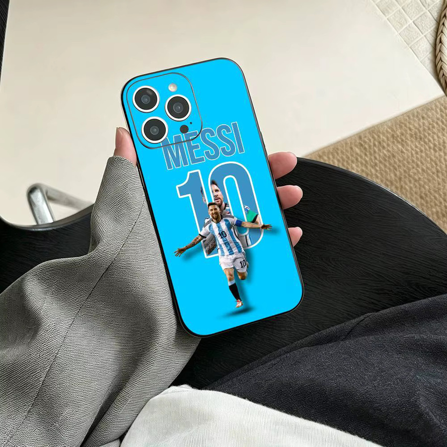 Schwarze Leo Messi Fußballstar Handyhülle für iPhone 17, 16, 15, 14, 13, 12, 11 und weitere Modelle als weiche Schutzhülle - Bild 2