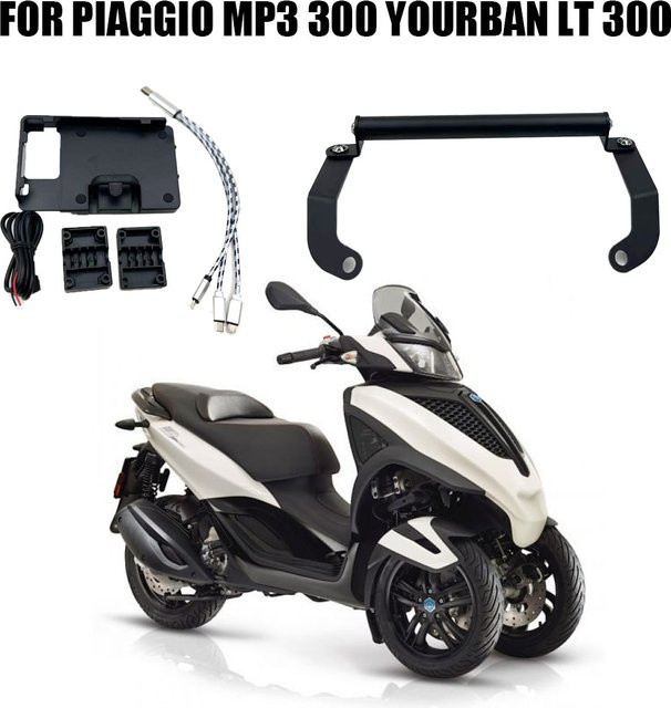 Smartphone GPS Halterung für Piaggio MP3 Yourban LT LT300 in Schwarz - Bild 1