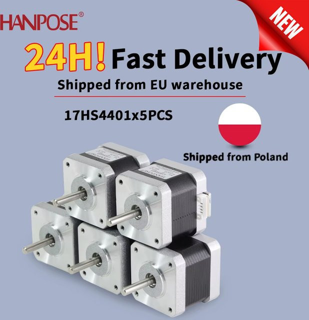 HANPOSE Nema17 17HS4401 Schrittmotoren 4-polig, 40mm, 40N.cm, 1.5A, Farbe: Silber, 5er-Set für 3D-Drucker und CNC - Bild 1
