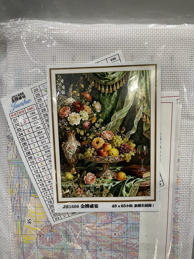 JOYAUTUM Kreuzstich-Stickerei DIY Bastelset Früchte-Vase mit 100 Farben und Nadeln in Multicolour - Bild 2