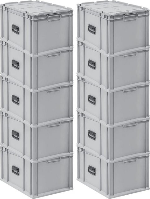PROREGAL Spar Set 10x Eurobox Nextgen Portable Transportbehälter Grau, H x B x T: 33,5 x 40 x 60 cm, 65 Liter - Bild 1