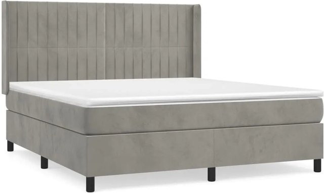 vidaXL Boxspringbett Hybrid mit Matratze und Taschenfederkern, Hellgrau, B/T/H: 180 x 200 x 128 cm - Bild 1