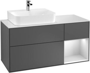 V&B Finion Waschtischunterschrank mit LED-Beleuchtung und Regalelement, Anthrazit lackiert, Breite: 120 cm - Bild 1