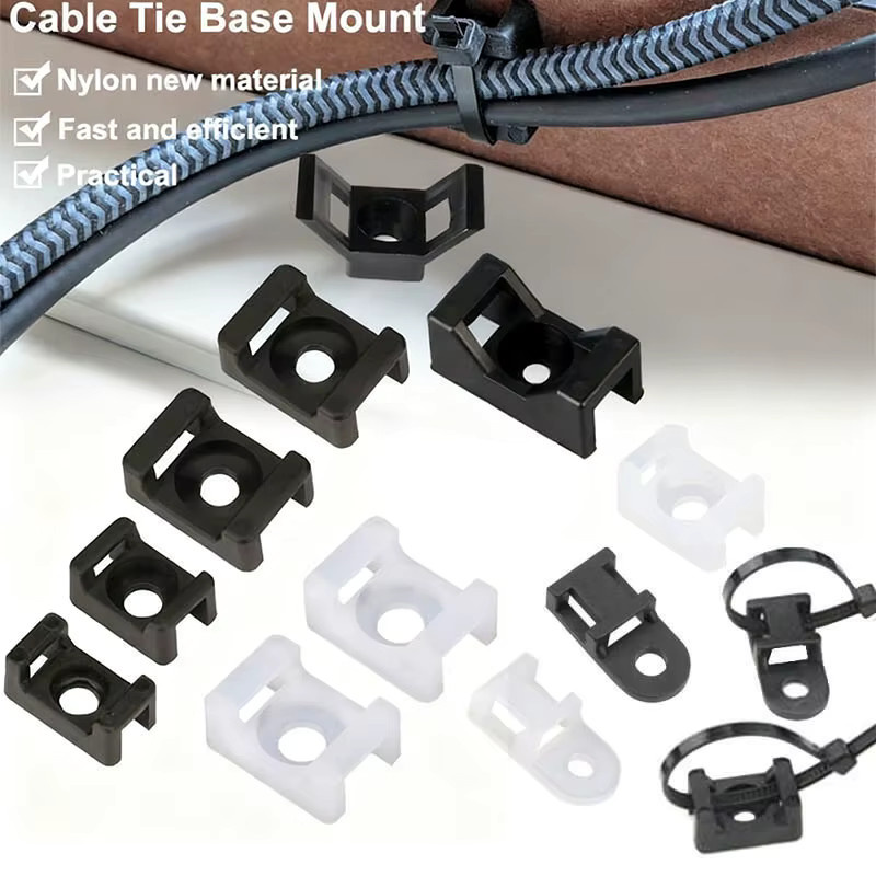 100 Stück Kabelbinder Sattelförmige Halterung als USB-C Kabelhalter Organizer aus Nylon in Weiß - Bild 5