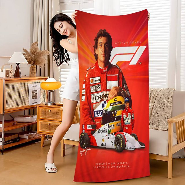 Ayrton Senna Klassisch Vintage Mikrofaser Strandtuch Wave Echo, Farbe: Rot, B/B: 70 x 140 cm - Bild 1