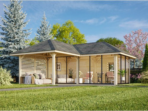 PALMAKO Pavillon Bianca Set 214 Slide aus Fichtenholz in Braun, B/H/T: 588 x 319 x 588 cm - Bild 1