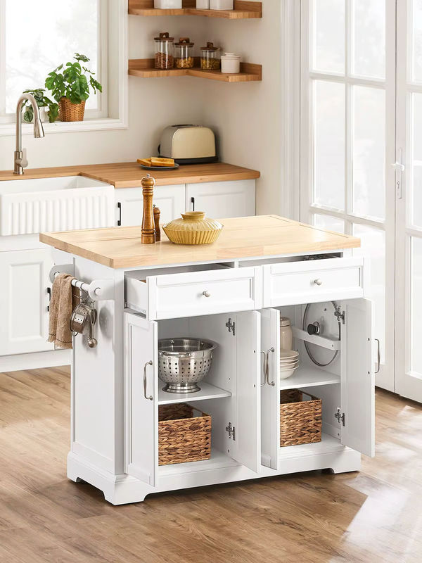 SoBuy Kücheninsel im Landhausstil mit 2 Schubladen in Grau und Weiß B/T/H: 115 x 71 x 92,5 cm - Bild 3