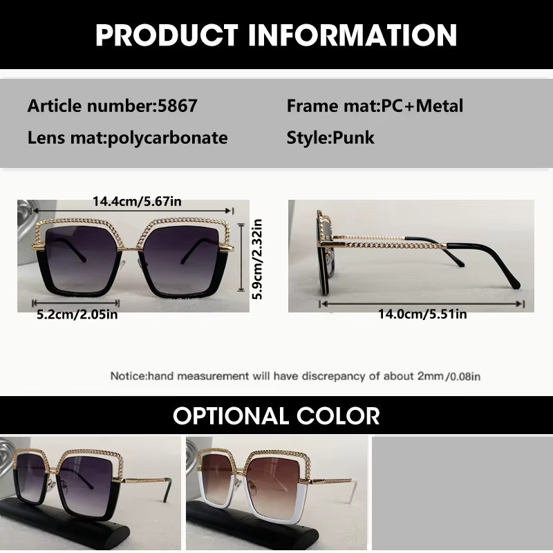 OCYCO Sonnenbrille, quadratisch, randlos, Metall, Damen - Bild 2
