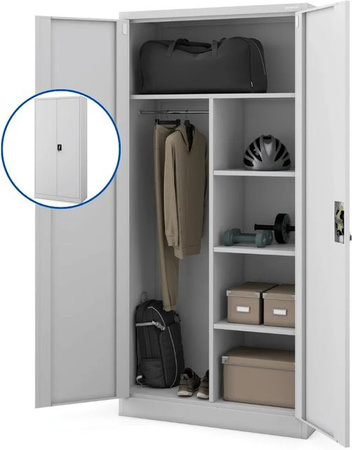 JAN NOWAK Mehrzweckschrank DAWID aus Metall in Grau, abschließbarer Putzschrank und Vorratschrank, Höhe: 185 cm, Breite: 90 cm, Tiefe: 45 cm