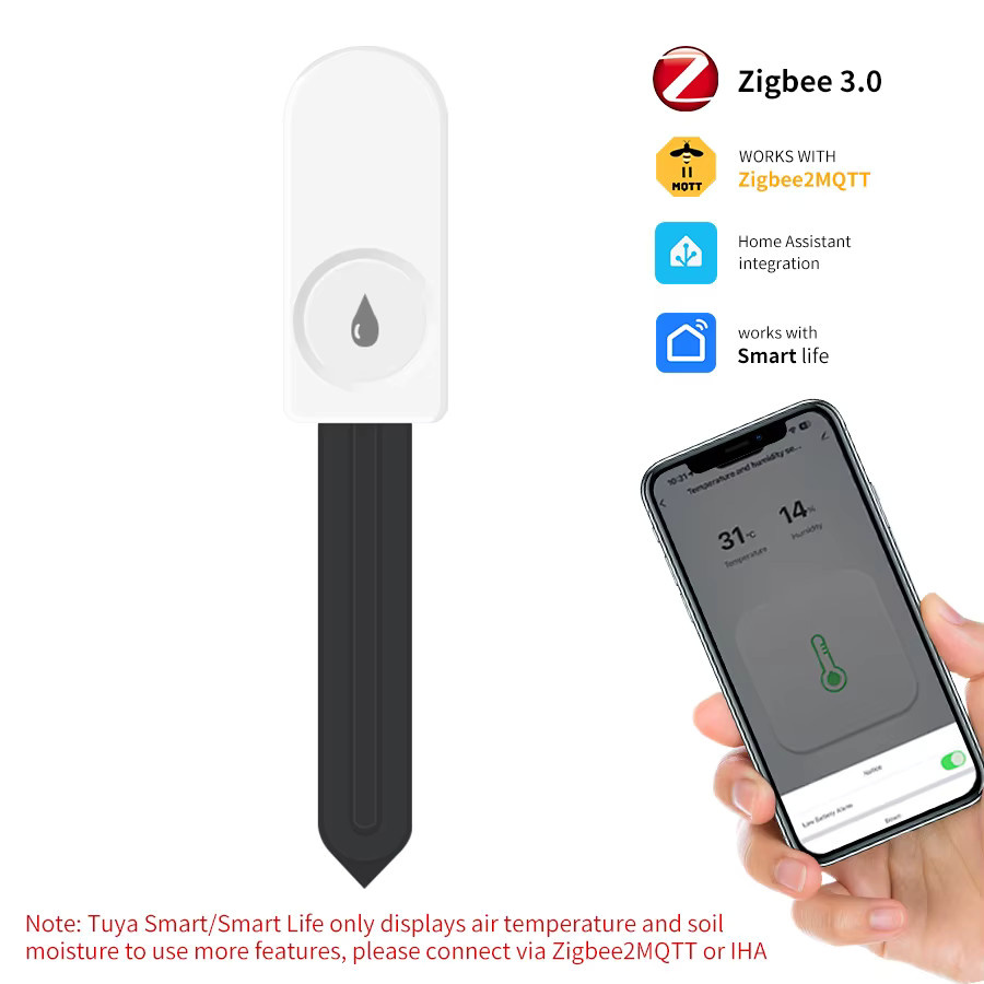 Tuya Zigbee 3.0 Bodenfeuchtesensor in Weiß zur Temperatur- und Feuchtigkeitsmessung für intelligente Gartenpflanzen via Smart Life App und Zigbee2MQTT - Bild 7