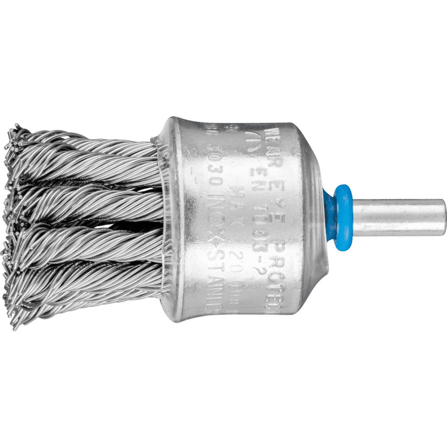 PFERD Pinselbürste PBG mit Kunststoffschutz, gezopft, Durchmesser: 30 mm, Schaft-Durchmesser: 6 mm, Edelstahl-Draht-Durchmesser: 0,60 mm, Farbe: Silber - Bild 1