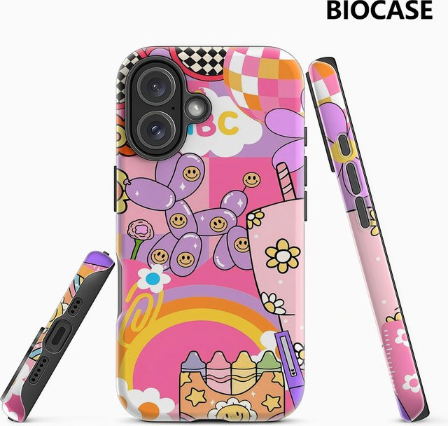Potdemiel Handyhülle mit Retro-Groovy-Muster für iPhone 11 bis iPhone 17 Pro Max Plus, doppelschichtige Rückabdeckung, multicolour - Bild 1