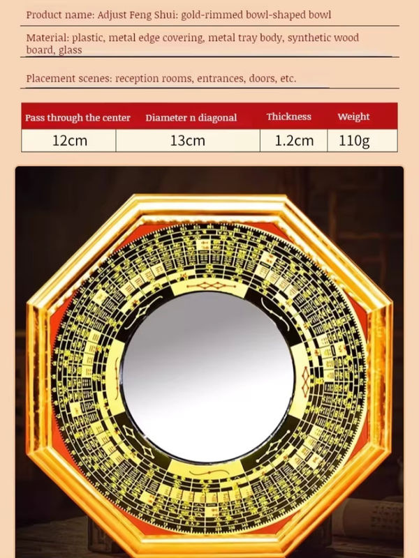 Bagua-Spiegel von eelhoe mit Goldrand als Feng Shui Kompass und taoistisches Talisman-Kunsthandwerk in konkaver und konvexer Ausführung als Hängespiegel für dein Zuhause - Bild 5