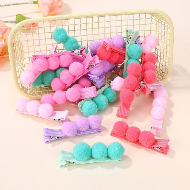 BABY BOWS Haar Clips für Kinder, 20 Stück, Plüsch Ball Gummibänder - Bild 1