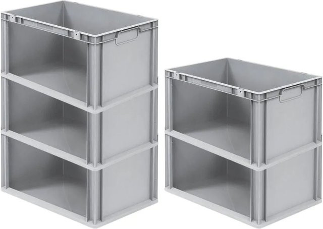 PROREGAL SparSet 5x Eurobox NextGen Store Eurobehälter Transportbox, Farbe: Grau, H x B x T: 32 x 40 x 60 cm, 65 Liter, Seite offen - Bild 1