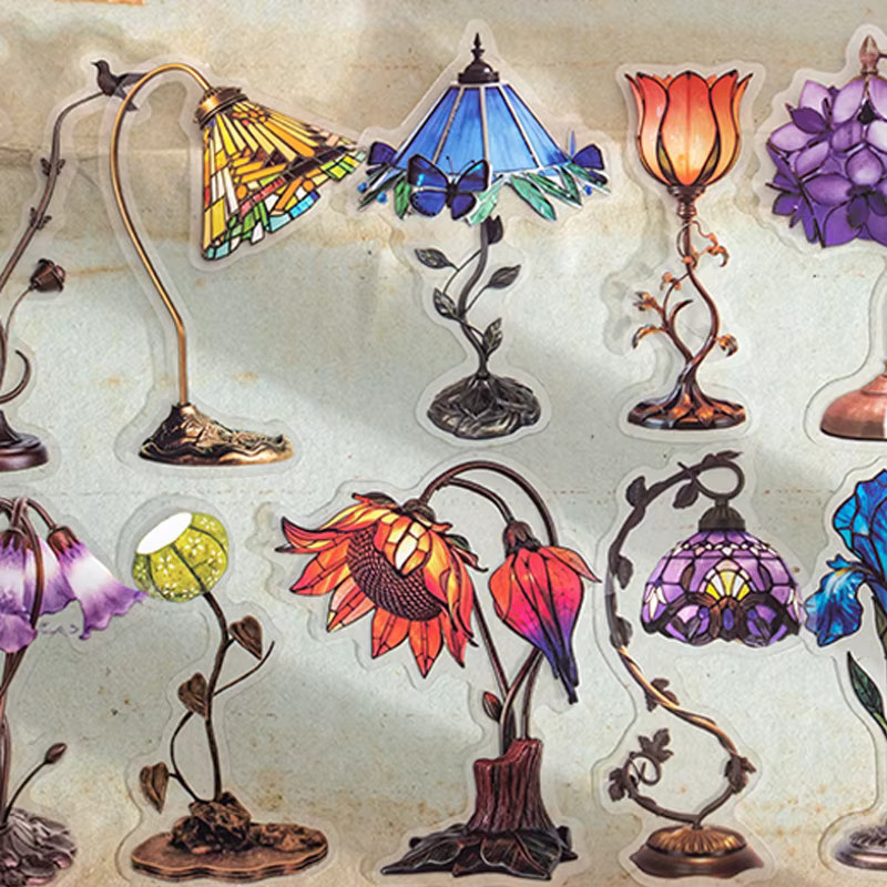 Mr. Paper 4er-Pack Blumenlaternenaufkleber aus PET in Multicolour für kreative Collagen und Licht-Schatten-Dekorationen - Bild 2