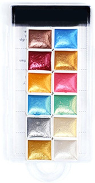 Koogeelife Aquarellfarben-Set mit 12 Farben in Schwarz für deine DIY-Nagelkunstmalerei - Bild 1